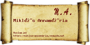 Miklós Annamária névjegykártya